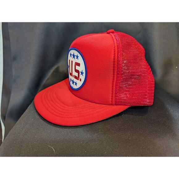 U.S. Patch Trucker Hat Mesh Snapback Baseball Cap Red One Size Fits All - Picture 2 of 5